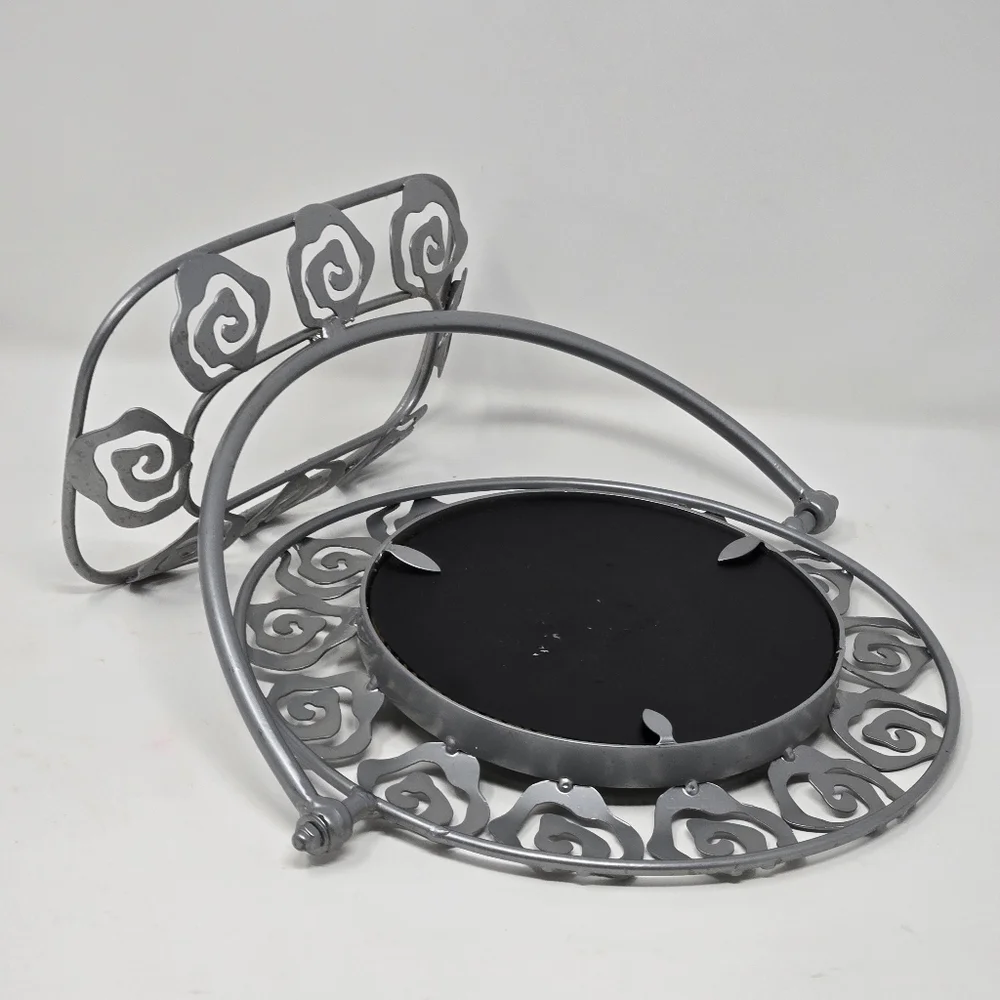 Vintage Metal Tabletop Vanity Mirror Ornate Adjustable Metal 11.5